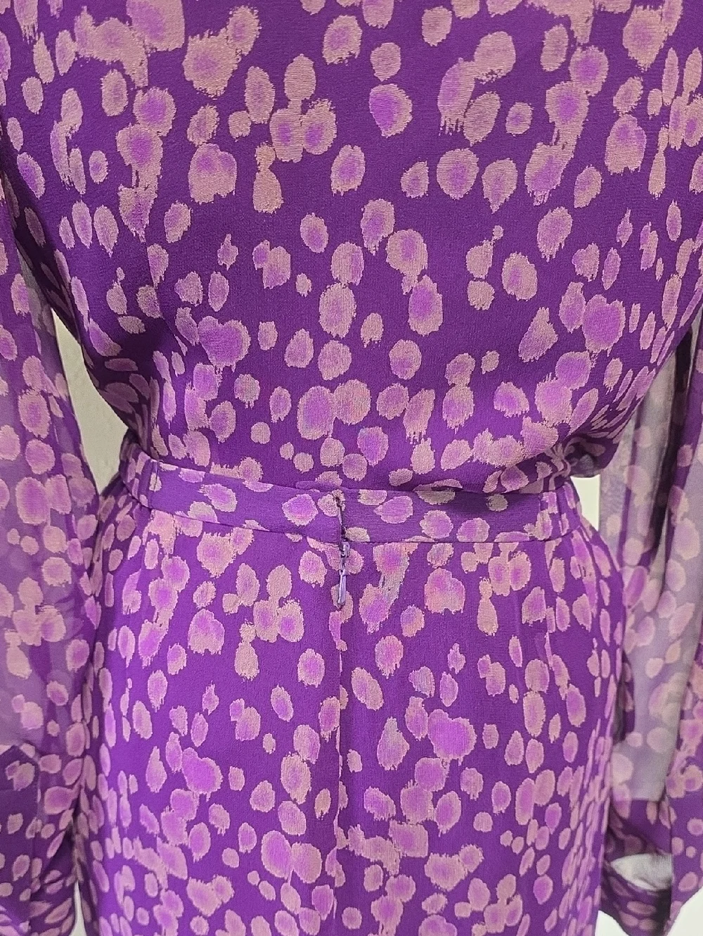 Cynthia Howie Vintage y2K 100% Silk Purple Printed Pencil Skirt Set Womens 8P